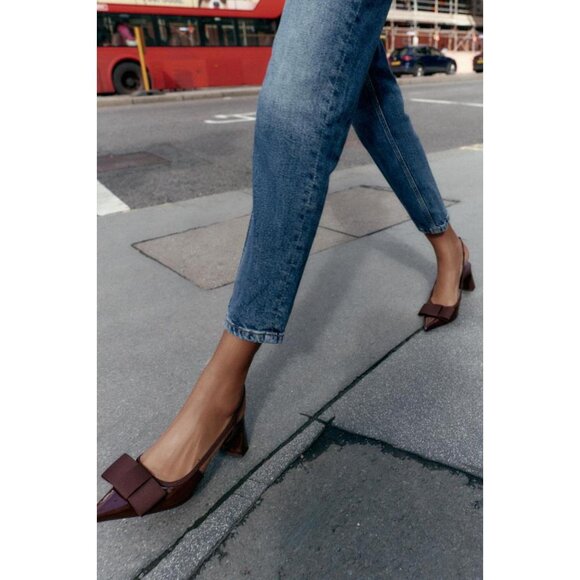ZARA SLINGBACK HEELED SHOES WITH BOW - Picture 2 of 6